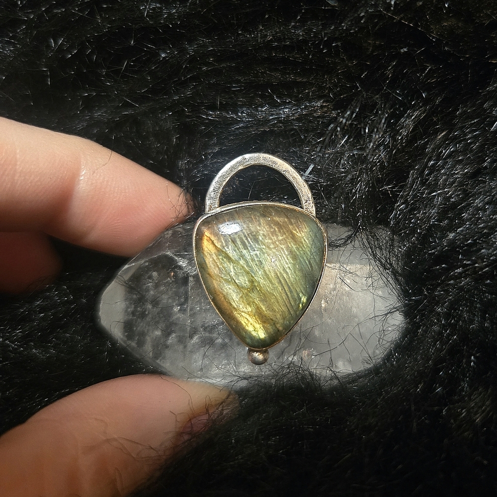 Golden Labradorite & Sterling Silver Pendant